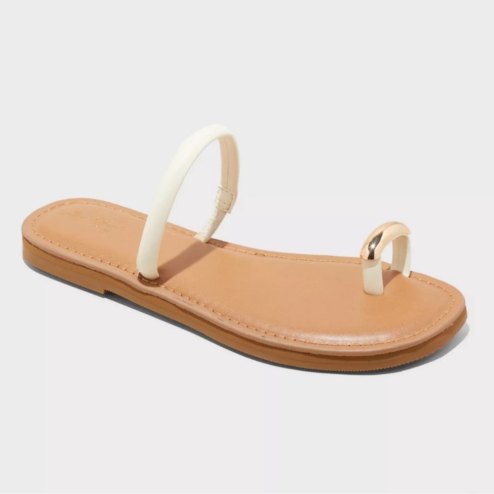 UNIVERSAL THREAD Women's Clara Toe Ring sandal cream/gold size various